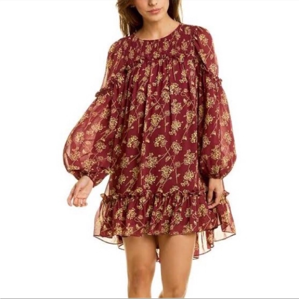 Cinq a Sept Zola Floral Print Puff Sleeve Mini Dress Sz 6 Medium - Picture 2 of 14